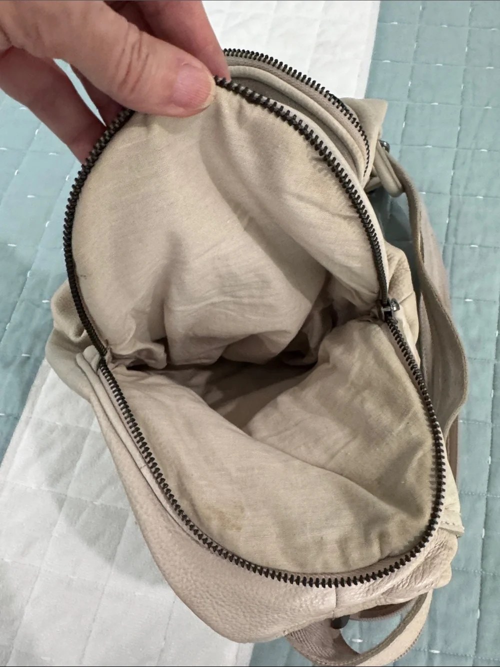 Free People Pebbled Leather Cream Backpack